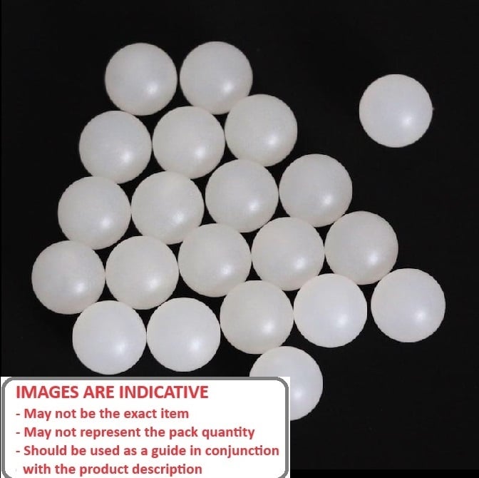 Bille en plastique 3,18 mm - Polypropylène - Précision Grade 2 - Blanc cassé - MBA (Pack de 20)