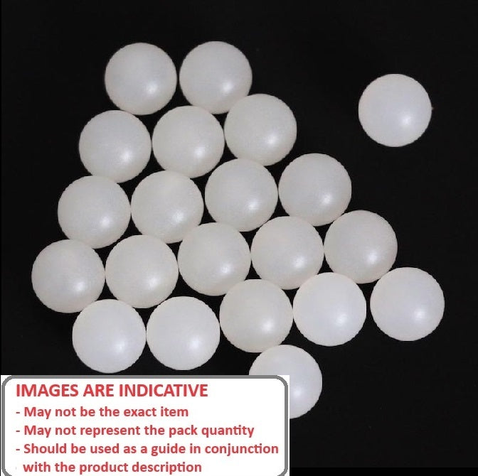 Bille en plastique 3,97 mm - Polypropylène - Précision Grade 2 - Blanc cassé - MBA (Lot de 5)