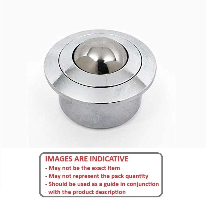 Ball Transfer  180 kg x 9.8 x 36 mm  - Heavy Duty Flanged Chrome hardened and  Zinc Plated Mild Steel - MBA  (Pack of 1)