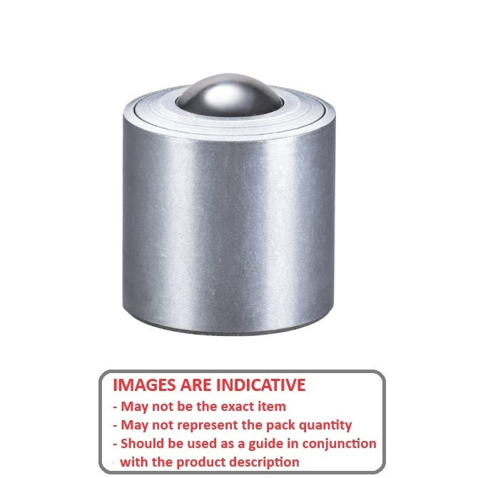 Ball Transfer   10 kg x 9.5 x 36.5 mm  - Spring Loaded Unflanged Steel Zinc Plated - MBA  (Pack of 1)