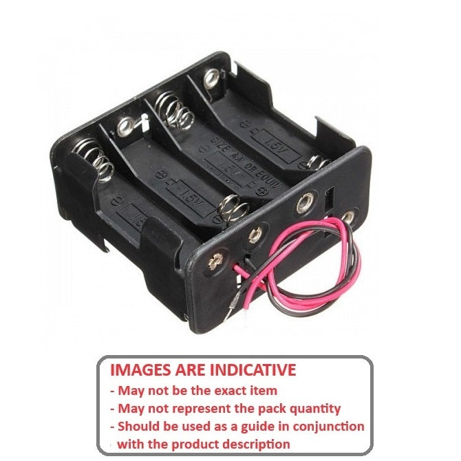 Battery Holder   58 x 60 x 30 mm  - for 8 x AA cells in 2 Rows of 4 with wires Delrin - MBA  (Pack of 20)