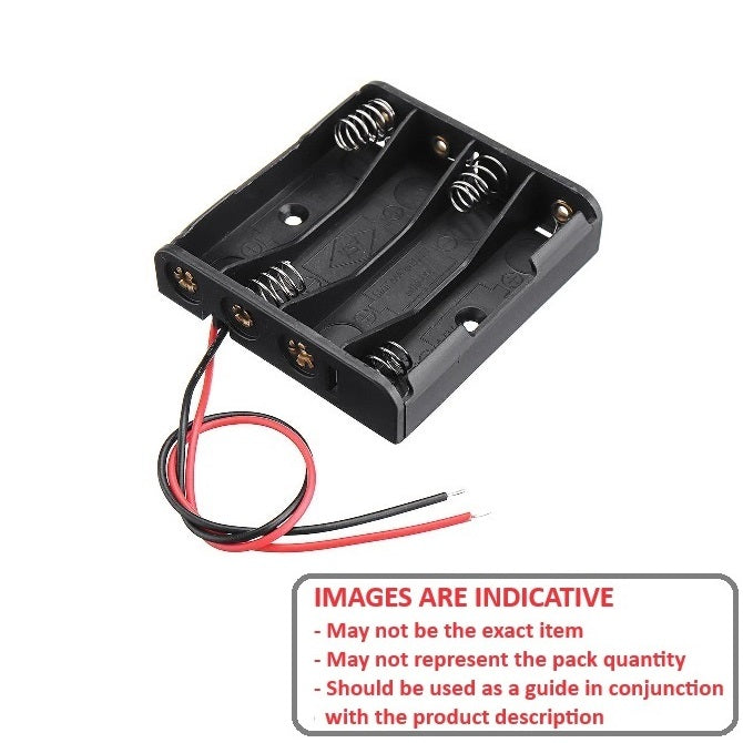 Battery Holder   54 x 13 x 50 mm  - for 4 x AAA Cells Side by Side with wires Delrin - MBA  (Pack of 1)
