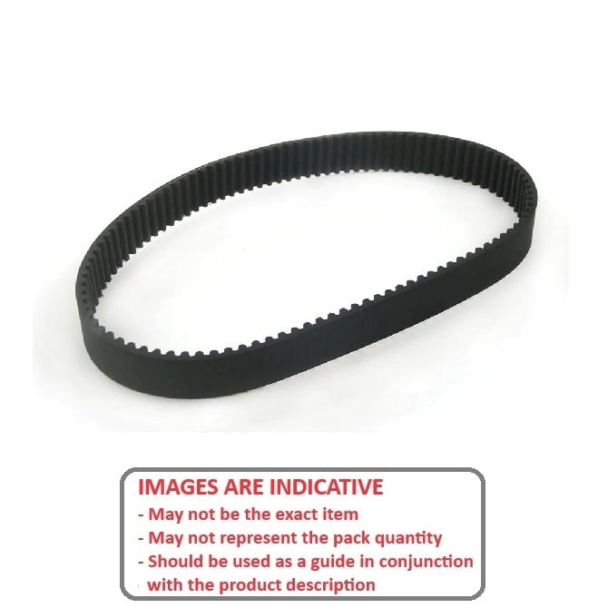Timing Belt   33 Curved Tooth 6 mm Wide  - Metric Nylon Covered Neoprene with Fibreglass Cords - Black - 3 mm GT Curvelinear Pitch - MBA  (Pack of 1)