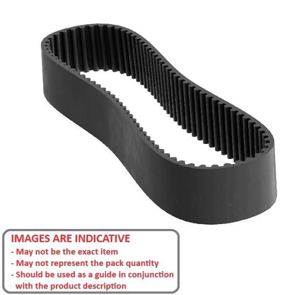 Timing Belt   37 Curved Tooth 9 mm Wide  - Metric Nylon Covered Neoprene with Fibreglass Cords - Black - 3 mm GT Curvelinear Pitch - MBA  (Pack of 1)