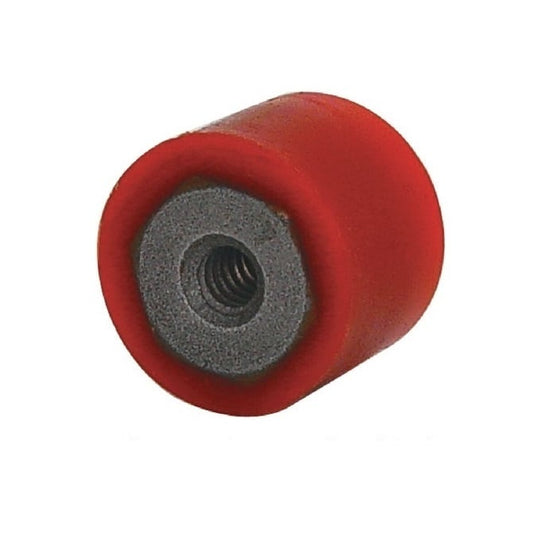 Cylindrical Bumper   31.750 x 25.4 mm - 1/4-20 UNC  - Female Polyurethane - Red - 95A - MBA  (Pack of 1)