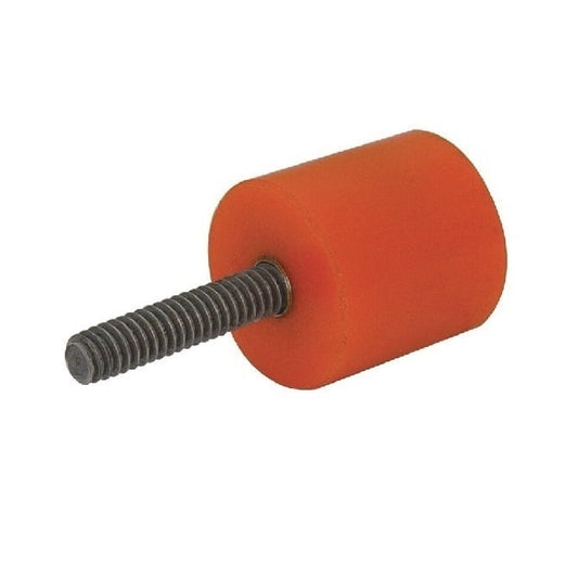 Pare-Chocs Cylindrique 50,8 x 31,75mm - 3/8-16 UNC - Mâle Plat à Bords Rayés Polyuréthane - Orange - 80A - MBA (Pack de 1)