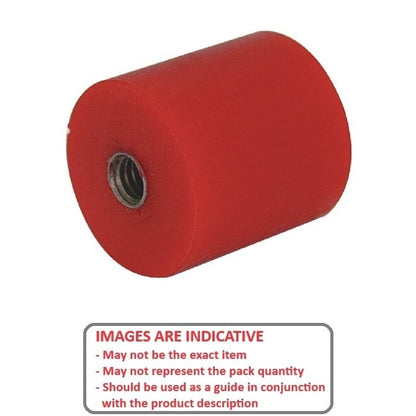 Cylindrical Bumper   50.8 x 31.75 mm - 3/8-16 UNC  - Female Polyurethane - Red - 95A - MBA  (Pack of 1)