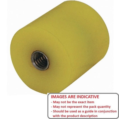 Cylindrical Bumper   50.8 x 31.75 mm - 3/8-16 UNC  - Female Polyurethane - Yellow - 40A - MBA  (Pack of 1)