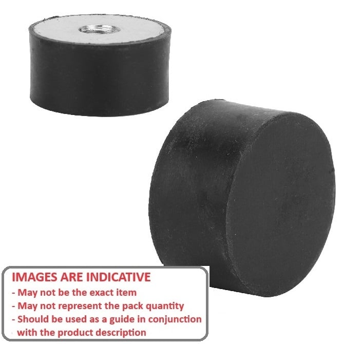 Buffer Mount   15 x 10 - M4x0.7 mm  -  Natural Rubber 45A - Female - MBA  (Pack of 5)