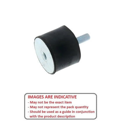 Bobbin Mount   25 x 25 mm - M8  -  Natural Rubber - Male to Female - MBA  (Pack of 25)