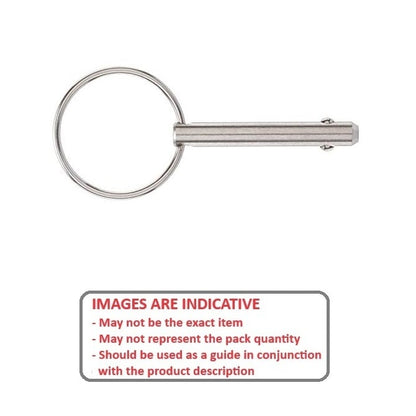 Ball Lock Pin    4.76 x 25.4 mm Stainless 304 Grade - Keyring Style - MBA  (Pack of 2)