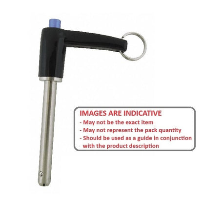 Ball Lock Pin    6.35 x 12.70 mm Stainless 17-4PH - L-Handle Industrial - MBA  (Pack of 1)