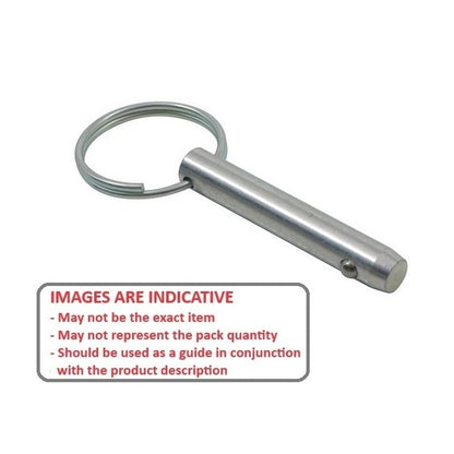 Ball Lock Pin    6.35 x 63.50 mm Stainless 316 Grade - Keyring Style - MBA  (Pack of 2)