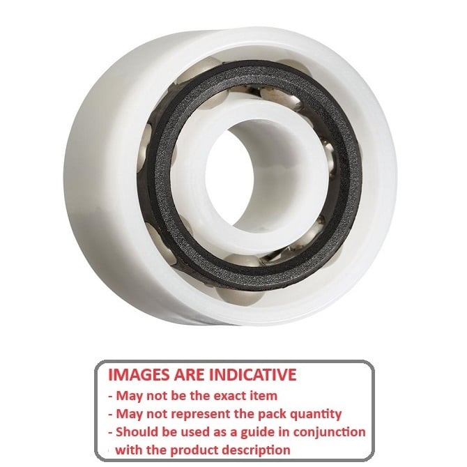 Plastic Bearing   10 x 30 x 14.3 mm  - Double Row Ball Acetal with 316 Stainless Balls - Plastic - Ribbon Retainer - KMS  (Pack of 1)
