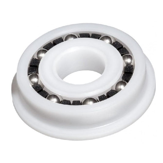 Plastic Bearing    4.763 x 12.7 x 3.969 mm  - Flanged Ball Acetal with 316 Stainless Balls - Plastic - Ribbon Retainer - KMS  (Pack of 1)