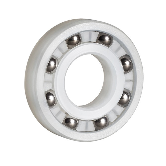 Plastic Bearing    6.35 x 19.05 x 5.558 mm  - Ball PVDF with 316 Stainless Balls - Plastic - Ribbon Retainer - MBA  (Pack of 1)