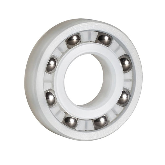 Plastic Bearing   15.875 x 34.925 x 9.525 mm  - Ball PVDF with 316 Stainless Balls - Plastic - Ribbon Retainer - MBA  (Pack of 1)