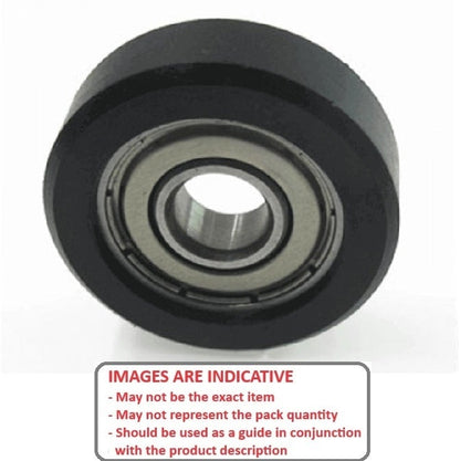 Roulement à rouleaux de pression 17 x 4 x 5 mm - Inox 440C avec uréthane OD - Noir - 55 Duro - MBA (Pack de 50)