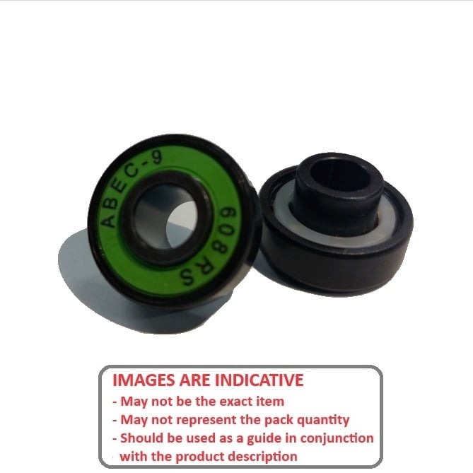 Skate and Board Bearing For general skating with extended inner ring - Extended inner ring one side - SINGLE BEARING (8x22x7 inner width 12.5) - MBA  (Pack of 2)