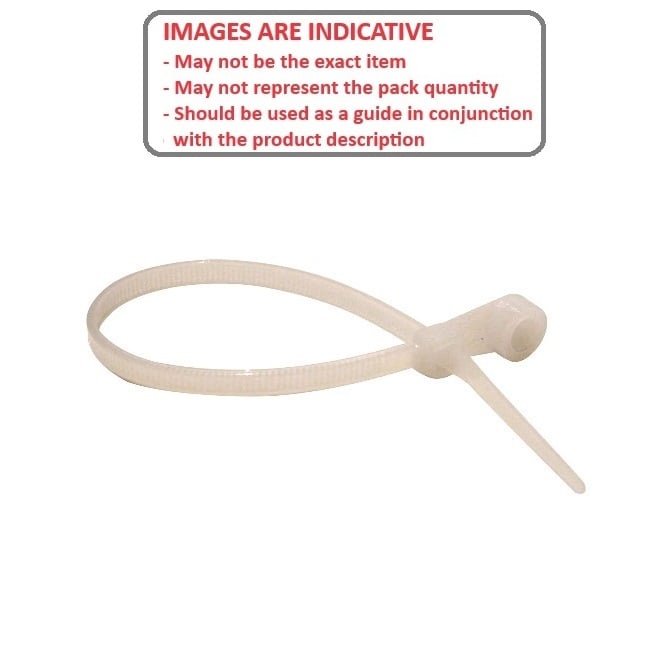 Cable Tie  177.8 mm  - With Mounting Holes - Natural - MBA  (Pack of 100)