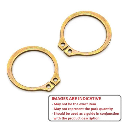 External Circlip    9.53 x 0.64 mm  -  Carbon Steel Zinc Plated - Yellow - 9.53 Shaft - MBA  (Pack of 100)