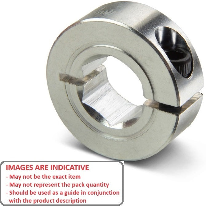 Shaft Collar   15.875 x 38.1 x 10.3 mm  - One Piece Stainless 303 - Hex Bore - 15.875mm Hex - MBA  (Pack of 1)