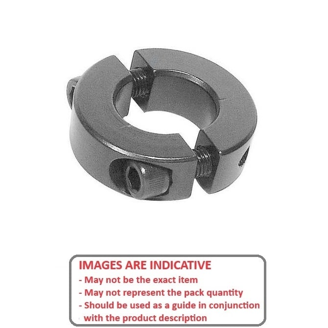 Collier d'arbre 7,938 x 17,46 x 7,9 mm - Collier de serrage en deux pièces en acier recouvert d'oxyde noir - Alésage rond - MBA (Pack de 1)