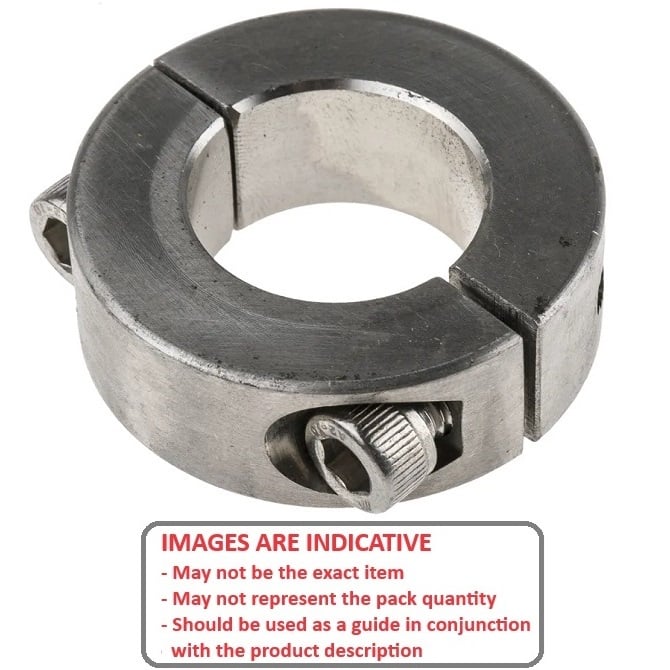 Shaft Collar    6.35 x 15.88 x 7.9 mm  - Two Piece Clamp Stainless 304 - Round Bore - MBA  (Pack of 1)
