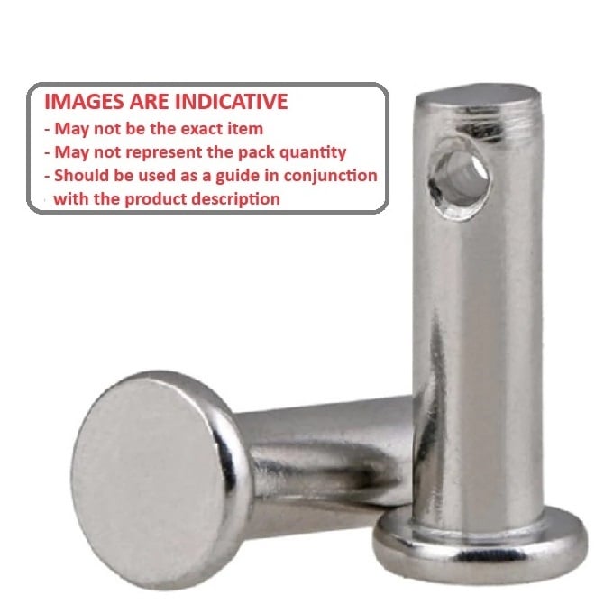 Clevis Pin    6.35 x 25 x 28.58 mm  - Basic Stainless 316 Grade - MBA  (Pack of 2)