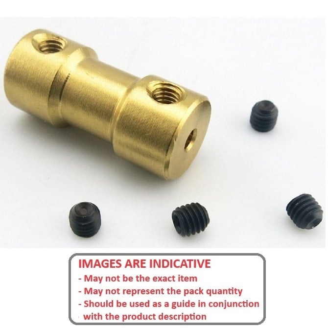 Rigid Coupling    3  x 3 x 9 x 20 mm  -  Brass - Set Screw Locking - MBA  (Pack of 2)
