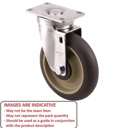 Plate Castor   50 mm  - Utility Swivel with Brake Inst Rubber - MBA  (Pack of 2)