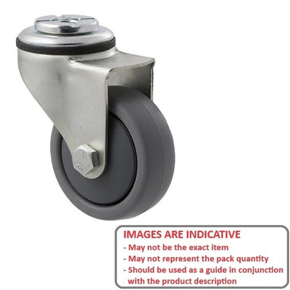 Roulette à boulon 75 x 25 mm - Pivotant utilitaire en caoutchouc gris non marquant - MBA (Pack de 5)