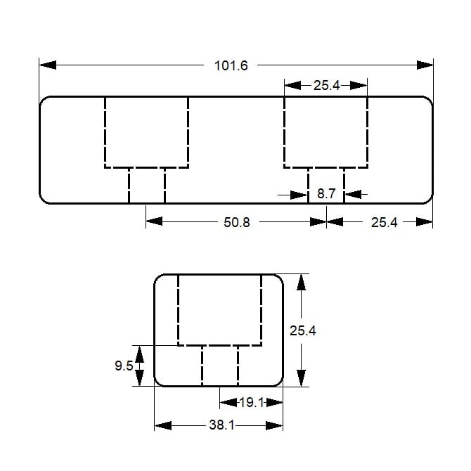 Bumper  101.6 x 38.1 x 25.4 mm  - Rectangular Neoprene 60A - MBA  (Pack of 1)