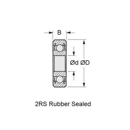 Delta Villain IFS Bearing 6.35-12.70-4.76mm Alternative Double Rubber Seals Standard (Pack of 10)