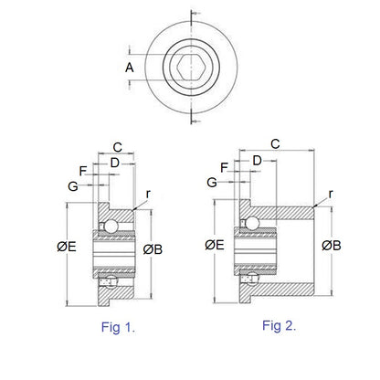 Conveyor Bearing   17.46 x 52.22 x 17.78 mm  - Hex Bore Stainless 316 Grade - Conveyor Bearing - MBA  (Pack of 25)