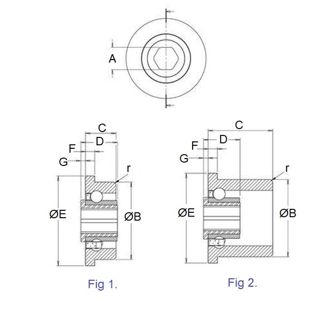 Conveyor Bearing   17.46 x 57.4 x 17.78 mm  - Hex Bore Stainless 316 Grade - Conveyor Bearing - KMS  (Pack of 1)