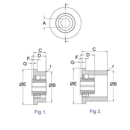 Conveyor Bearing   11.11 x 38.1 x 17.78 mm  - Hex Bore Stainless 316 Grade - Conveyor Bearing - MBA  (Pack of 25)