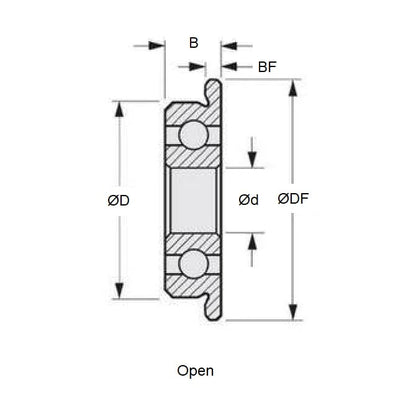 Roulement à billes 1 x 3 x 1 mm - Bride en acier chromé - Abec 1 - MC3 - Standard - Ouvert - Retenue de couronne - MBA (1 pièce)