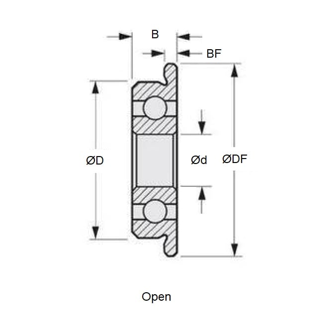 Roulement à billes 1 x 4 x 1,6 mm - À bride en acier inoxydable de qualité 440C - Ouvert - Retenue de couronne - ECO (Pack de 1)