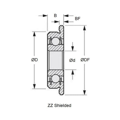 Bolink Eliminator Flanged Bearing 6.35-9.53-3.18mm Best Option Double Shielded Standard (Pack of 1)