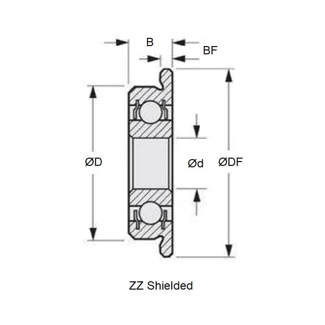 Bolink Eliminator 12-CF Flanged Bearing 6.35-9.53-3.18mm Best Option Double Shielded Standard (Pack of 1)