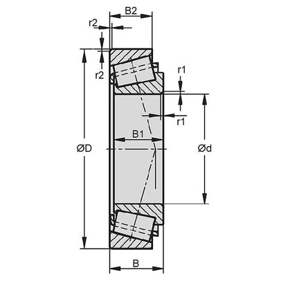 Cuscinetto a rulli conici 95 x 170 x 45.500 mm - Gruppo cono e coppa in acciaio cromato - MBA (confezione da 1)