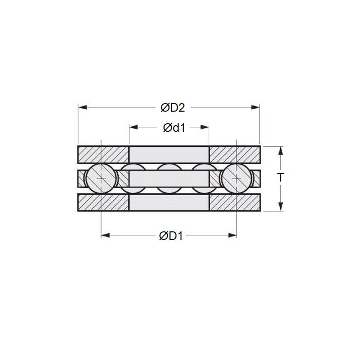 Roulement de butée 14,288 x 25,4 x 6,35 mm - 3 pièces type rondelle plate en acier chromé - MBA (lot de 1)