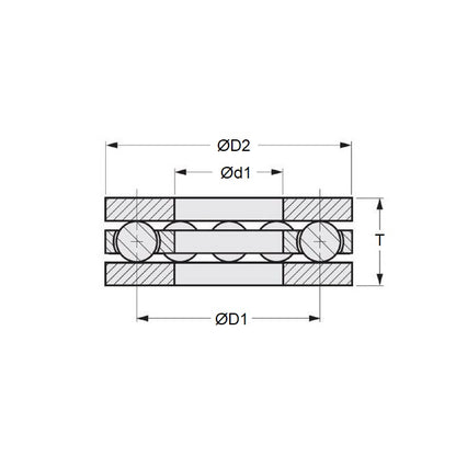 Roulement de butée 14,288 x 25,4 x 6,35 mm - 3 pièces type rondelle plate en acier chromé - MBA (lot de 1)