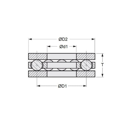 Roulement de butée 15,875 x 28,575 x 8,731 mm - 3 pièces de type rondelle plate en acier inoxydable de qualité 440C et nylon - MBA (paquet de 1)