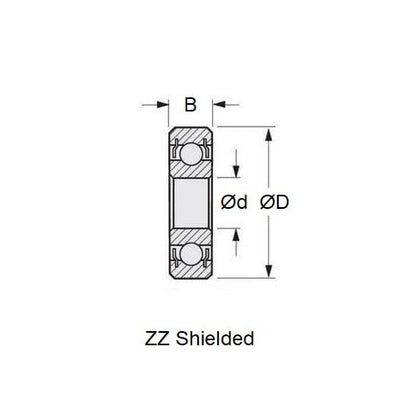 Roulement à billes 2 x 6 x 2 mm - Acier inoxydable de qualité 440C - Économique - Blindé - Retenue de couronne - ECO (Pack de 1)