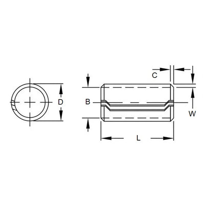 Boccola di centraggio 8 x 25 x 9,93 mm - Boccola di centraggio in acciaio al carbonio - NoCor (confezione da 1)