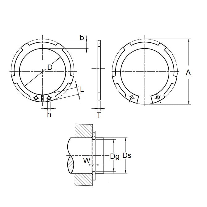 Anello elastico esterno 25 x 1,2 mm - Acciaio al carbonio con alette - Albero 25,0 - MBA (confezione da 5)