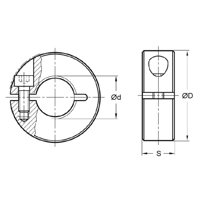 Collier d'arbre 44,45 x 69,9 x 27 mm - Collier de serrage monobloc en aluminium - Alésage rond - MBA (Pack de 1)