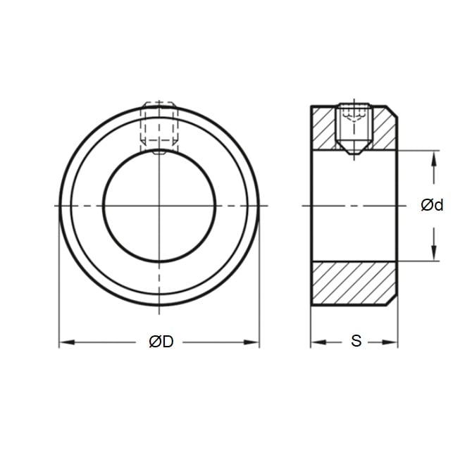 Collier d'arbre 3,175 x 9,53 x 6,4 mm – Vis de serrage monobloc en acier avec revêtement en oxyde noir – Alésage rond – MBA (lot de 1)